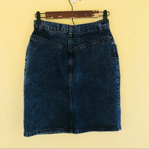 Vintage 80s Acid Wash Blue Jean Skirt Women Sz 8 - Picture 3 of 5
